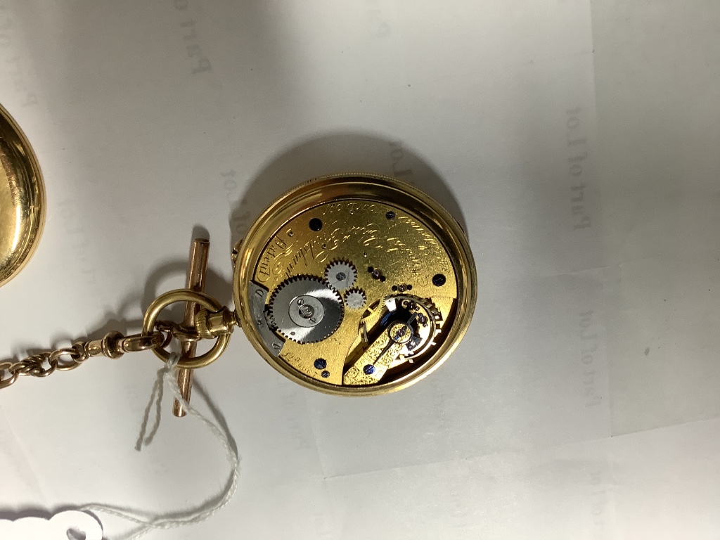 A Victorian 18ct gold hunter keyless pocket watch by Arnold Chas. Frodsham, together with a 9ct gold albert